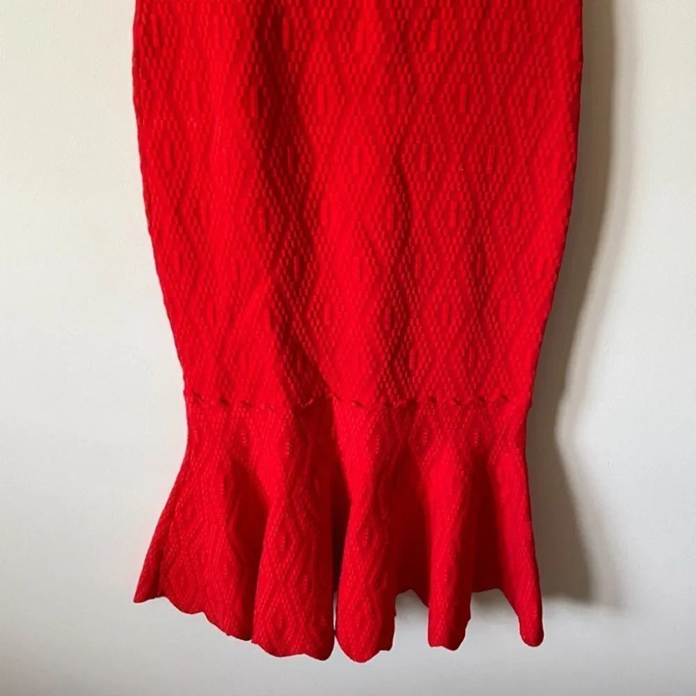Jonathan Simkhai Off the Shoulder Cocktail Mermaid Stretch Knit Dress Red Sz S - Picture 6 of 9